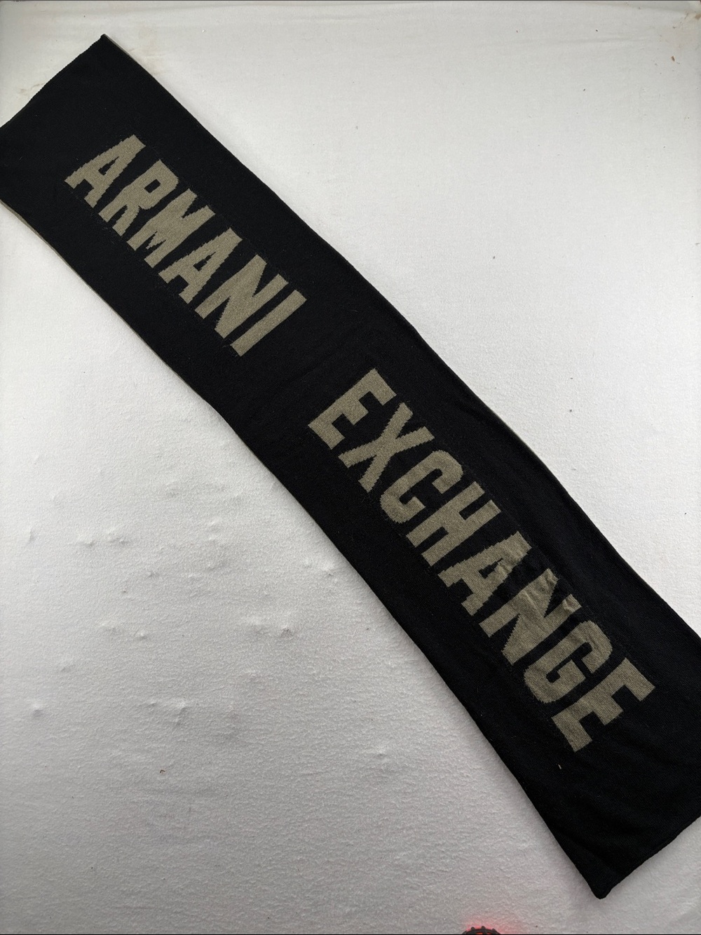 Armani Exchange Black and Gray Logo Knit Scarf